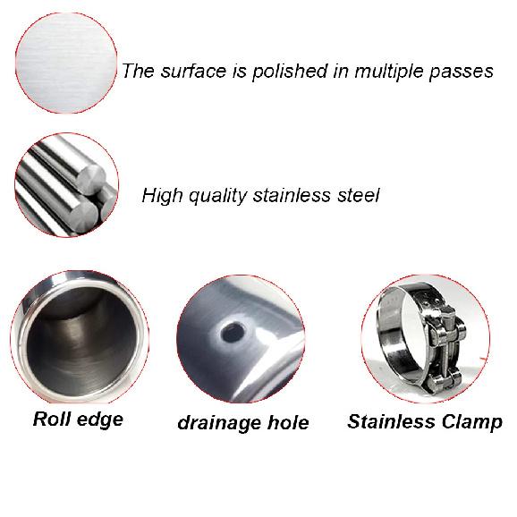 1 Piece 114mm Outlet Universal Modification Car Accessories Silver Curly Flange Muffler Exhaust Stainless Steel Tip End Pipe