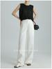 2026 Summer High-Waisted Wide-Leg Cotton Linen Pants White Casual Old Money Style Women