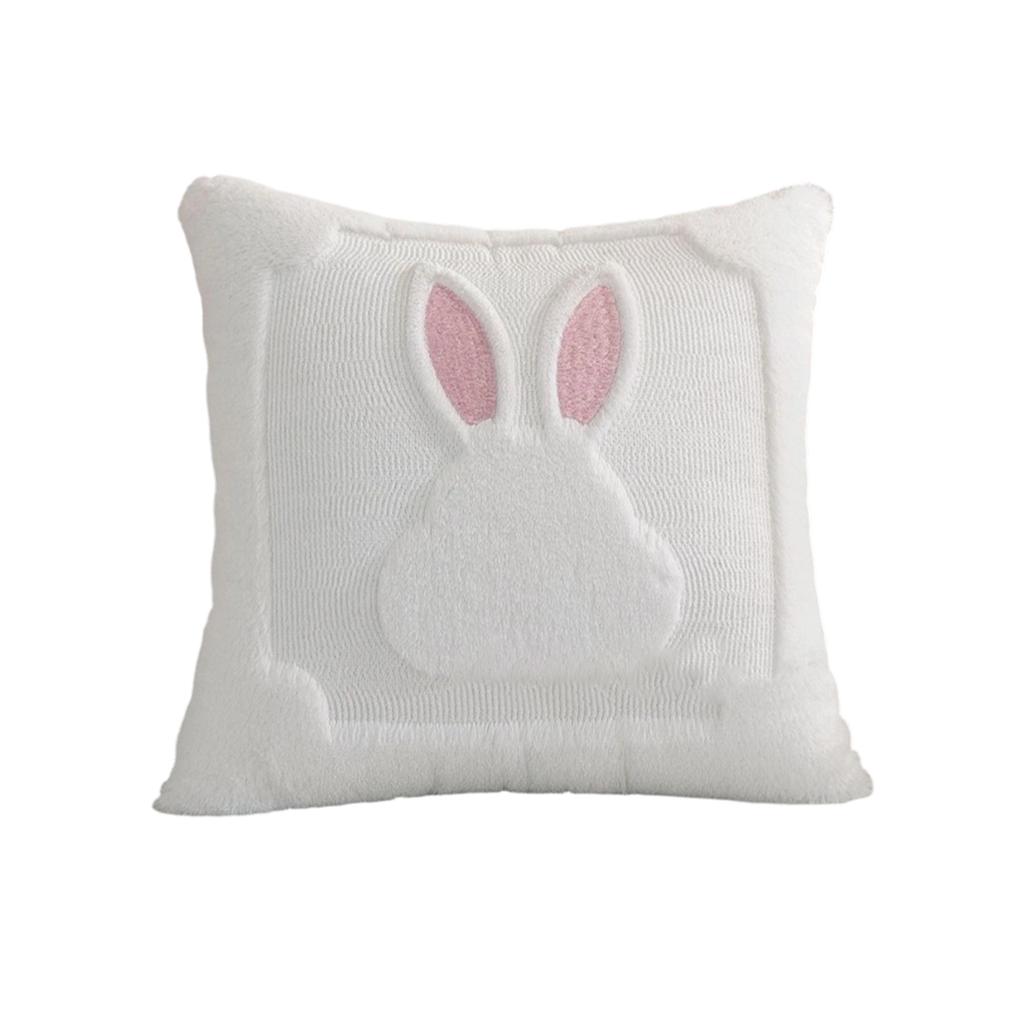 Plüschkissen mit Hasenmotiv und Stricktextur, Hasen-Kissenbezug, Abnehmbarer Bezug, Weiche Dekoration für Schlafzimmer, Wohnzimmer, Sofa