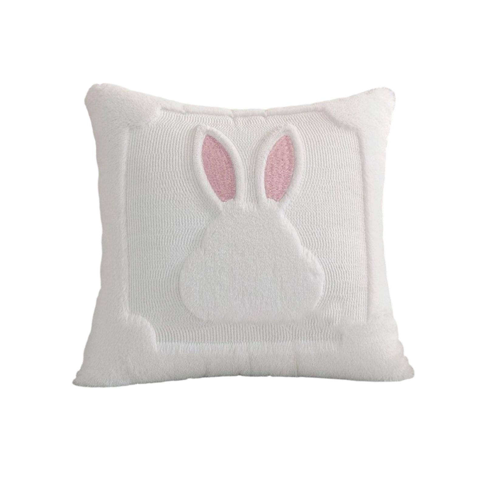 Rabbits Plush Pillow With Knitted Texture Rabbits Pillowcase Detachable Cover Soft Decoration For Bedroom Living Room Sofa One Size белый 800₽