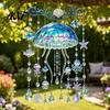 Atmospheric Photo Props Ocean-Themed Crystal Wind Chime, Stained Acrylic Jellyfish Seahorse Pufferfish Hanging Suncatcher Decorative Yard Ornaments