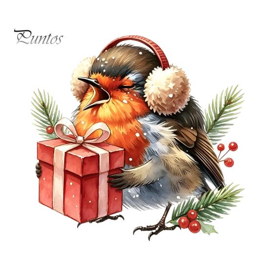 Easy Install Window Clings Christmas Bird Static Clings, PVC Waterproof Decals with Santa Hat And Glass Film Gift Box, Removable Stickers for Holiday