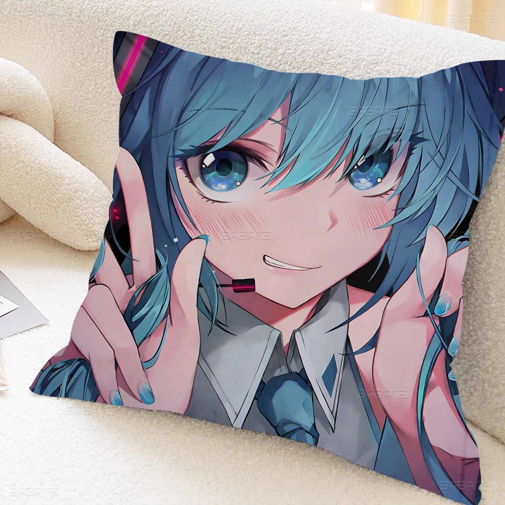 Anime H-Hatsunes M-Miku Stitch Lucky Dragon Pillow Cover Sofa Cushion Cover Home Room Decoration Children Gift