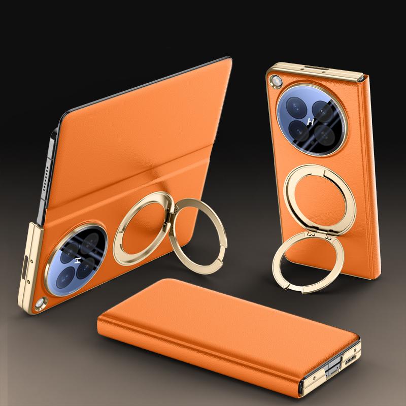 For OPPO Find N6 Case ELVEV Magnetic PU Leather Full Protection 360° Rotating Ring Holder Flip Cover for Find N 6