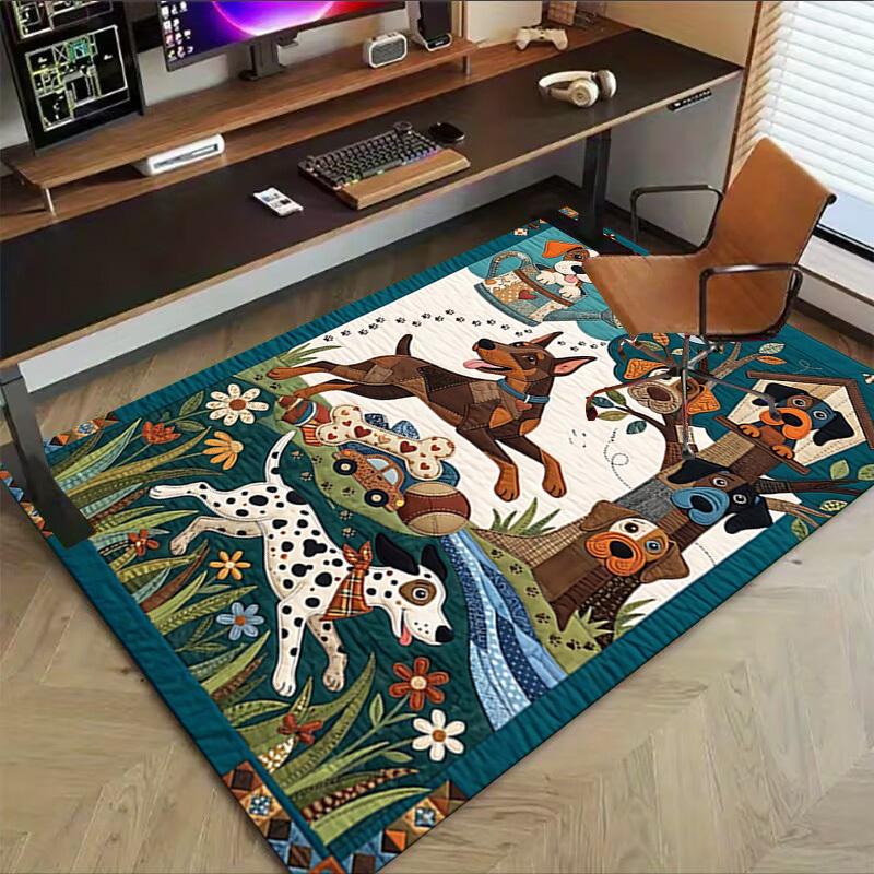 1PC Dogs, Garden Non-Slip Floor carpet, Office, family, bedroom, Studio - Large Area Rug, Decorative Mat, Longlasting Material-C0427