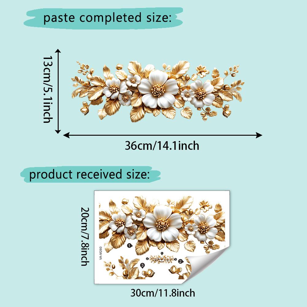 Creative Golden Flower Stickers Toilet Stickers Bathroom Door Wall Wallpaper Self Adhesive Decorative Washroom Vinyl Decals