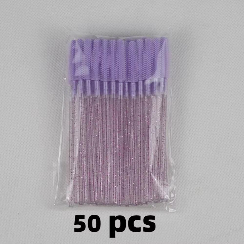50pcs New Crystal Silicone Eyelash Brush Microbrush Cosmetics Tool Lash Makeup Brushes Eyelashes Extension Spoolie Eyebrow Comb