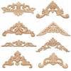 Wall Door Furniture Wood Carving Decorative Unique Natural Floral Wood Carved Wooden Figurines Crafts Corner Appliques Frame
