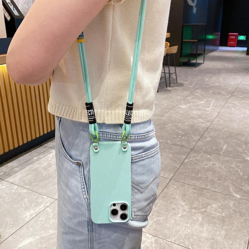 Modny pokrowiec na ramię z TPU, miękki, na iPhone'a 16 Pro Max 15 Plus 14 Pro 13 12 11, prosty pasek, odporny na wstrząsy, matowy, smukły pokrowiec na telefon