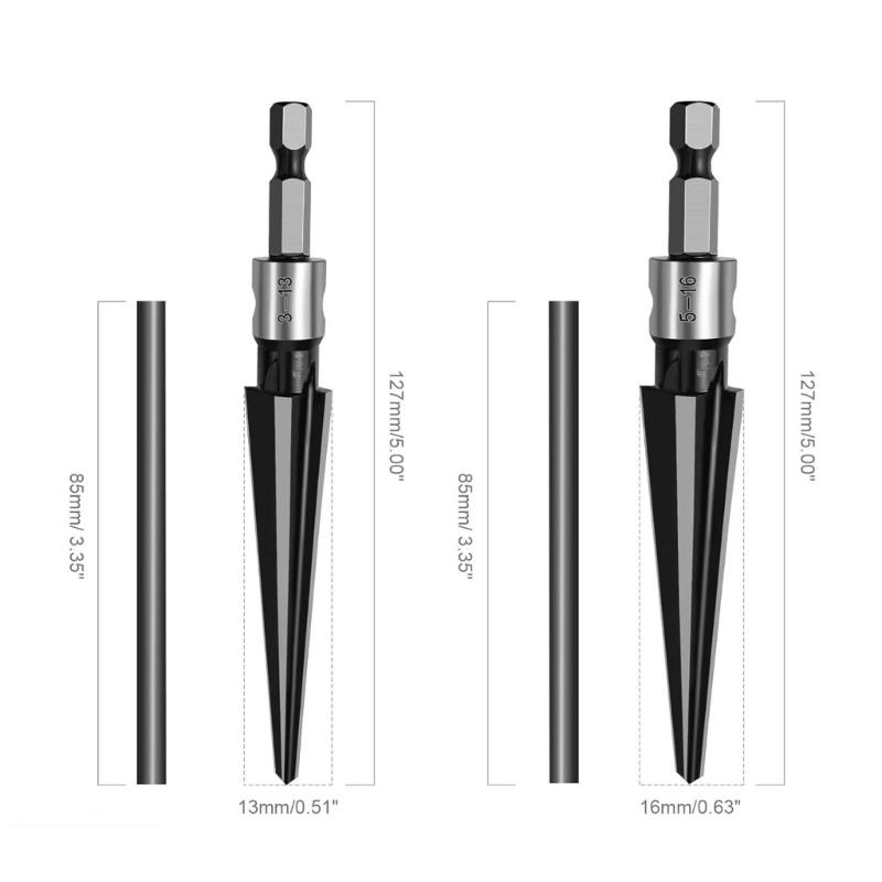 2Pcs T Handle Tapered Reamer 6 Fluted Chamfer Reaming Guitar Bridge Pin Hole Handle Tapered Reamers Woodworker Tool