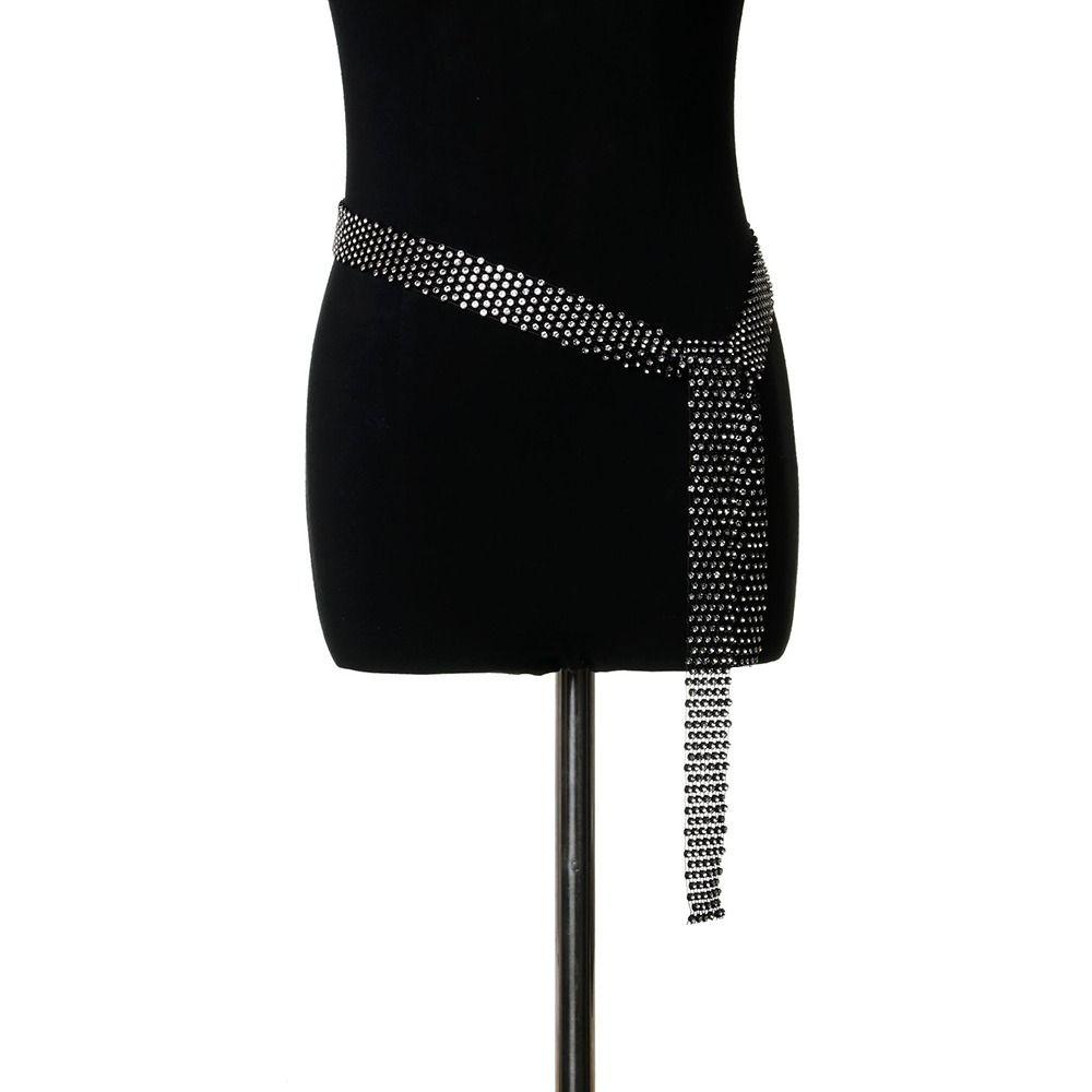 1.3M Long Shiny Rhinestones Tie Sparkling Crystal Necktie Collar Choker Necklace  Jewelry Collar