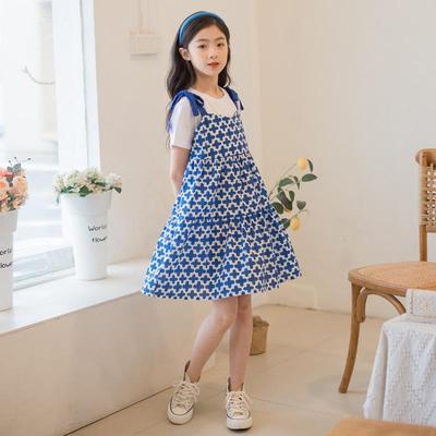 Robe de princesse à fleurs de style coréen pour filles, été 2025, avec t-shirt à manches courtes