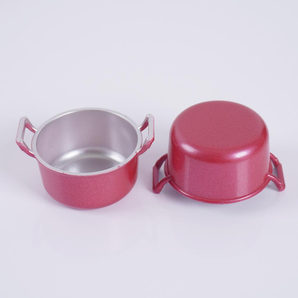 10Pcs Dollhouse Decorations Pink Miniature Steamer Pot Ornaments Kids Kitchen Container Small Soup Pot Model DIY Party Supplies