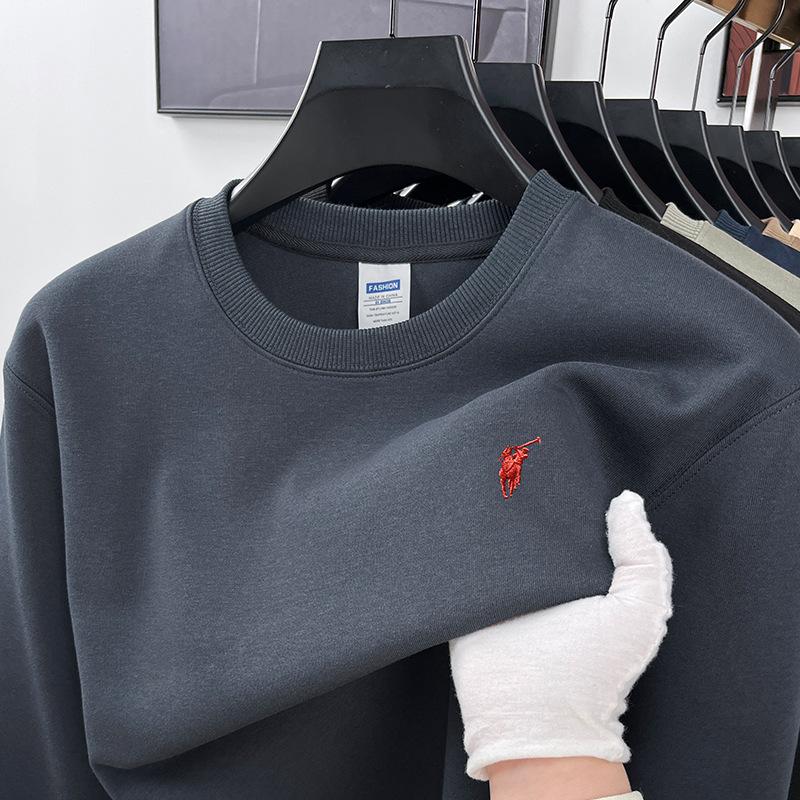 

Мужской свитер Весна и Осень Повседневный Универсальный Футболка с длинным рукавом Мужская Хлопковая Одежда XXL темно-серого