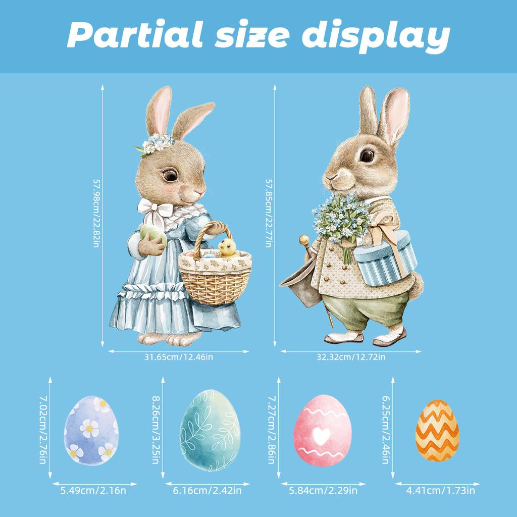 Easter Bunny Static Cling Window Sticker 2026 New Arrival Cute Glass Decoration for Home Easter Decor