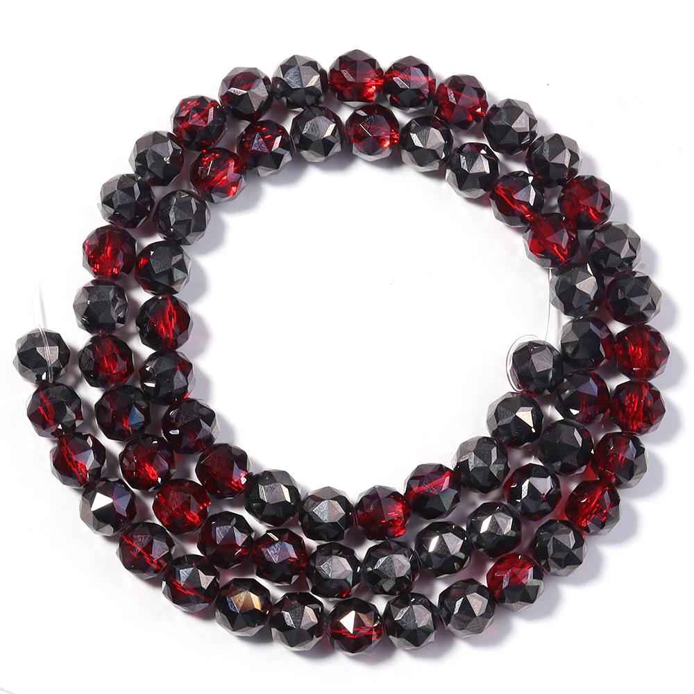 1 Strand 8mm Faceted Crystal Beads Transparent Colored Loose Spacer Round Glass Beads DIY Earrings Bracelet Jewelry Accessories