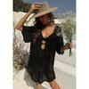 Women's Sexy Backless Strapless Hollowed Out Cover Up Loose Beach Dress