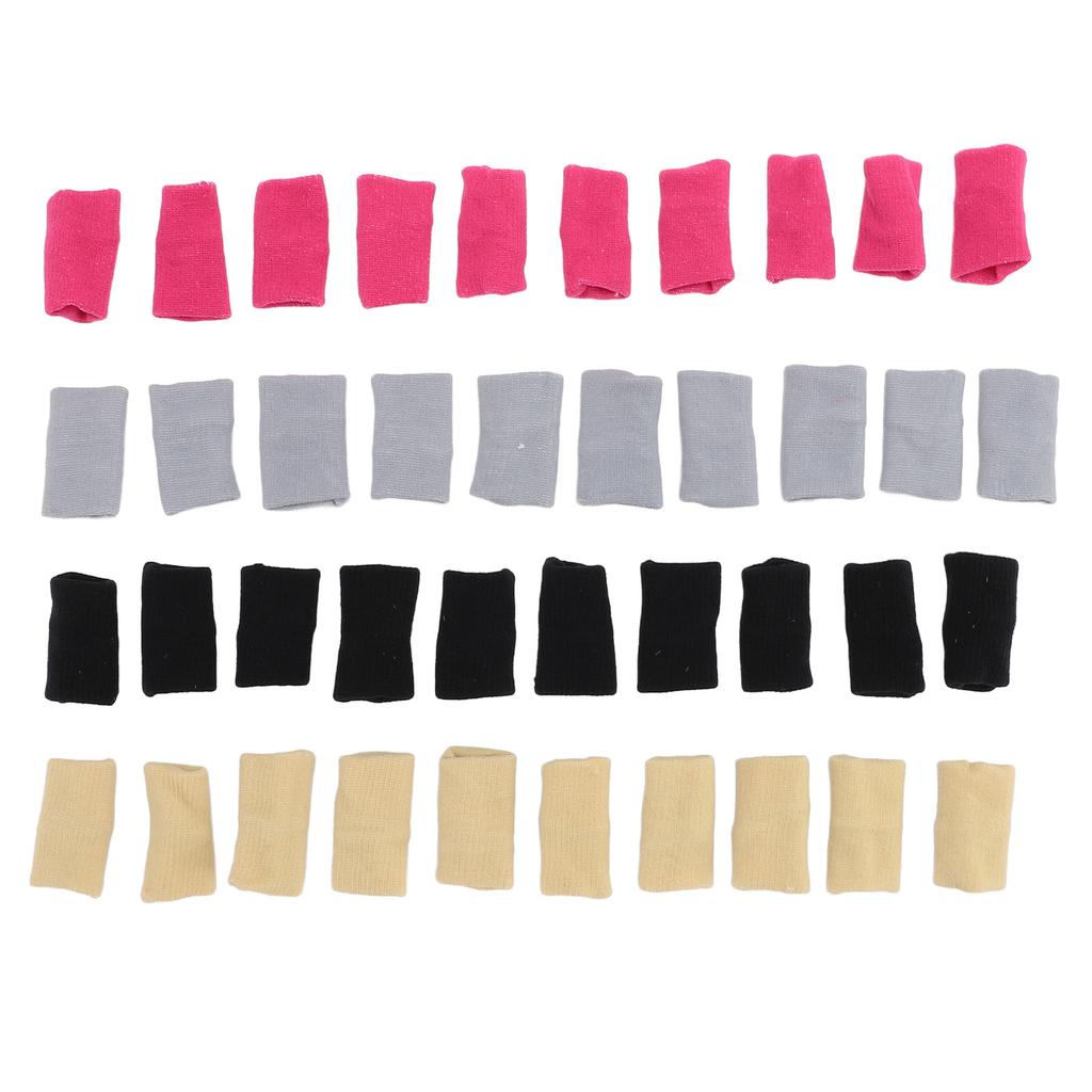 40Pcs Finger Sleeves Elastic Nylon Sports Joint Protector for Basketball Volleyball Black Gray Pink Beige