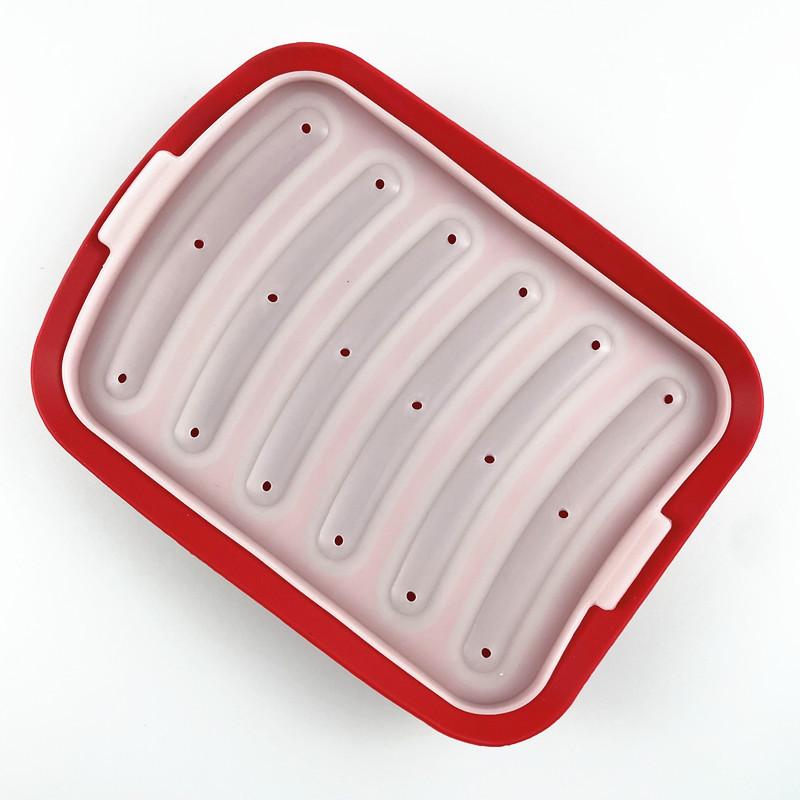 Sausage Maker Mould 6 Cavity Silicone DIY Ham Hot Dog Making Moulds With Lid Kitchen Household Sausages Cake Baking Tools Molds