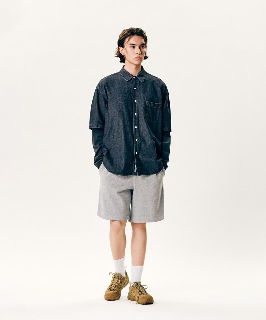 ESPIONAGE Pleated Sweat Shorts Gray