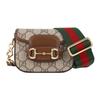 Gucci Bolso Mini Horsebit 1955 GG Piel Marrón Cinta Roja y Verde Herrajes Dorados Uso Diario 699760-HUHHG-8565