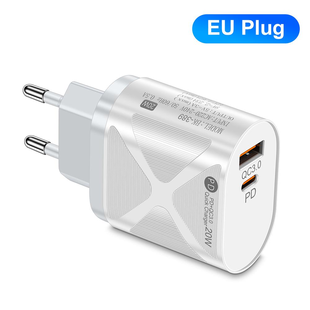 20W Fast Charger USB C PD QC 3.0 Universal Phone Charger for iPhone Samsung Android - Portable, Compact Design, Certified Safe