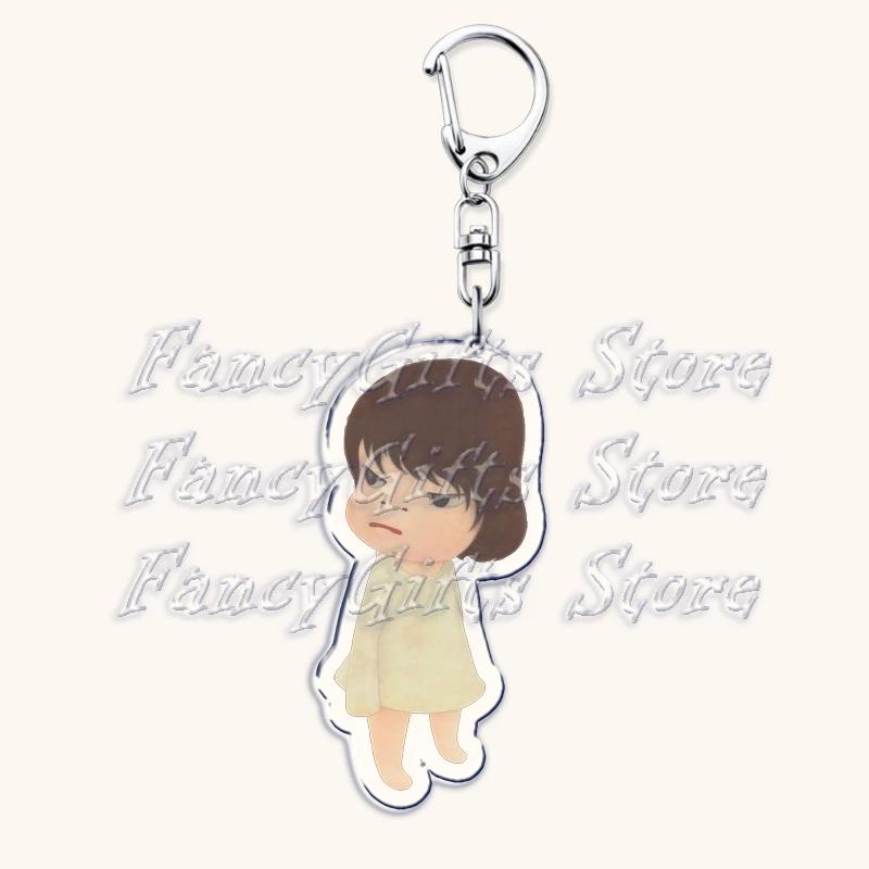 

Lovely Yoshitomo Figures Keychains for Accessories Bag Nara Cat Red Dress Phone Charm Keyrings Jewelry Friends Fans Gifts