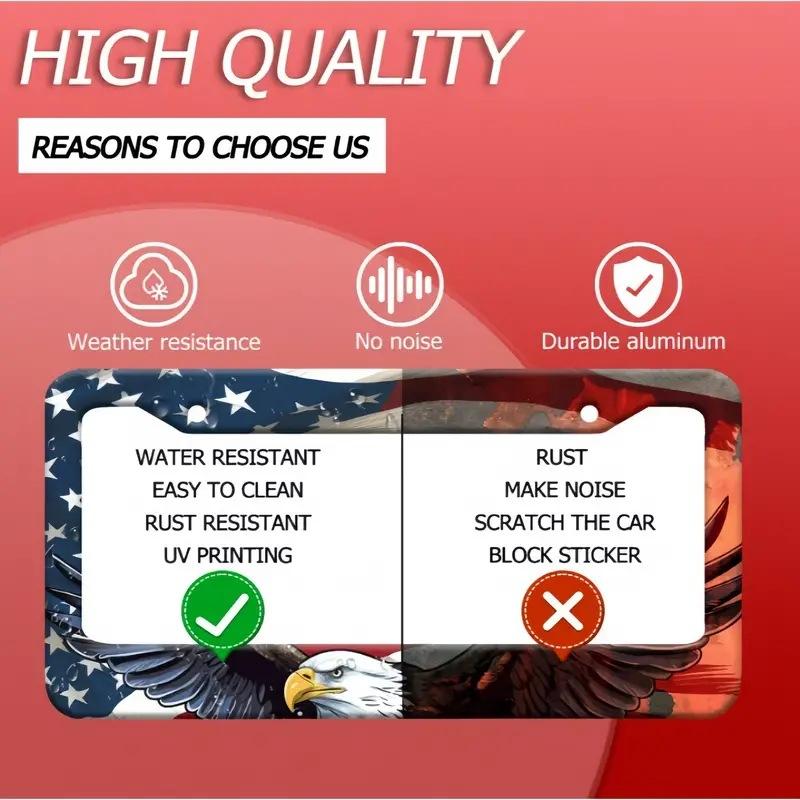 2 PCS Eagle Pattern Car License Plate Frame Aluminum Alloy Frame Car License Plate Protection Frame Aluminum Frame Weatherproof And Rainproof