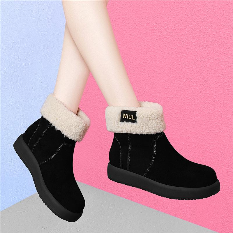 Snow boots women's new winter fluffy versatile thick-soled piled thickened warm cotton shoes non-slip cigarette tube winter boots