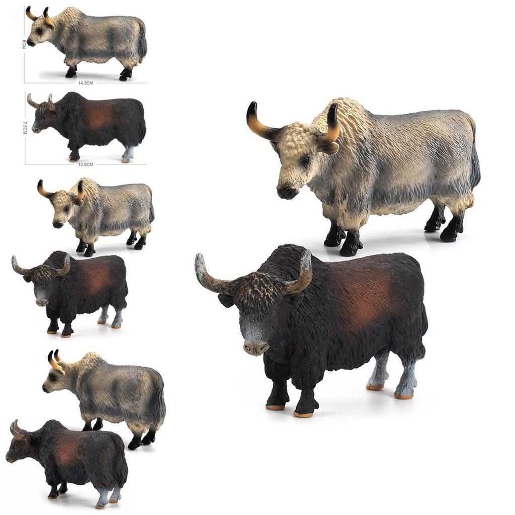 Simulated Animal Gray Brown Consumption Cow Model Ornament Set Desktop Ornament For Educational Play And Kids Collection