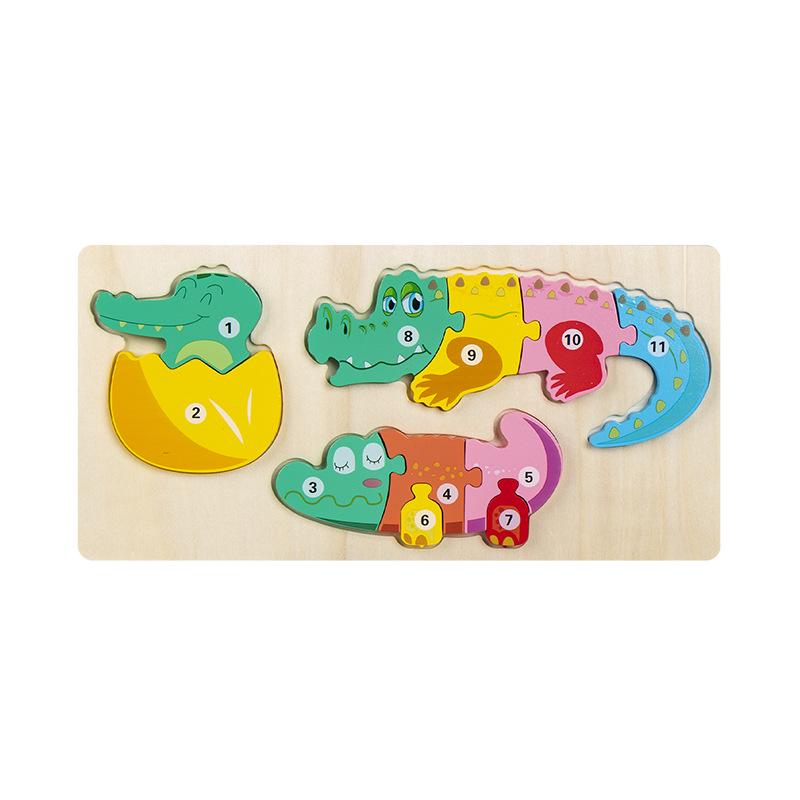 3D Wooden Animal Number Puzzle & Growth Educational Blocks