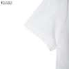ZANZEA Womens Casual Round Neck Pleated Hem Patchwork Commute Short Sleeve Dress