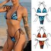 Adjustable Swimwear Women Butterfly Print Bikini Set, Halter Tie Top & Side Thong, Sexy Triangle Swimsuit Two Piece Swimsuit, Beach Bathing