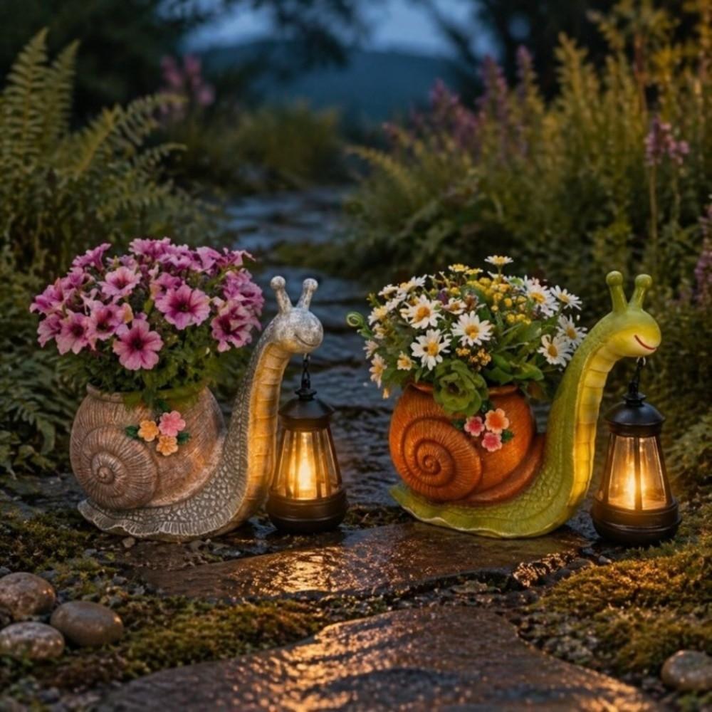 Pot de fleur statue escargot en résine Résistant au soleil Pot de fleurs décoratif en résine Mignon Vase de jardin Décoration de jardin