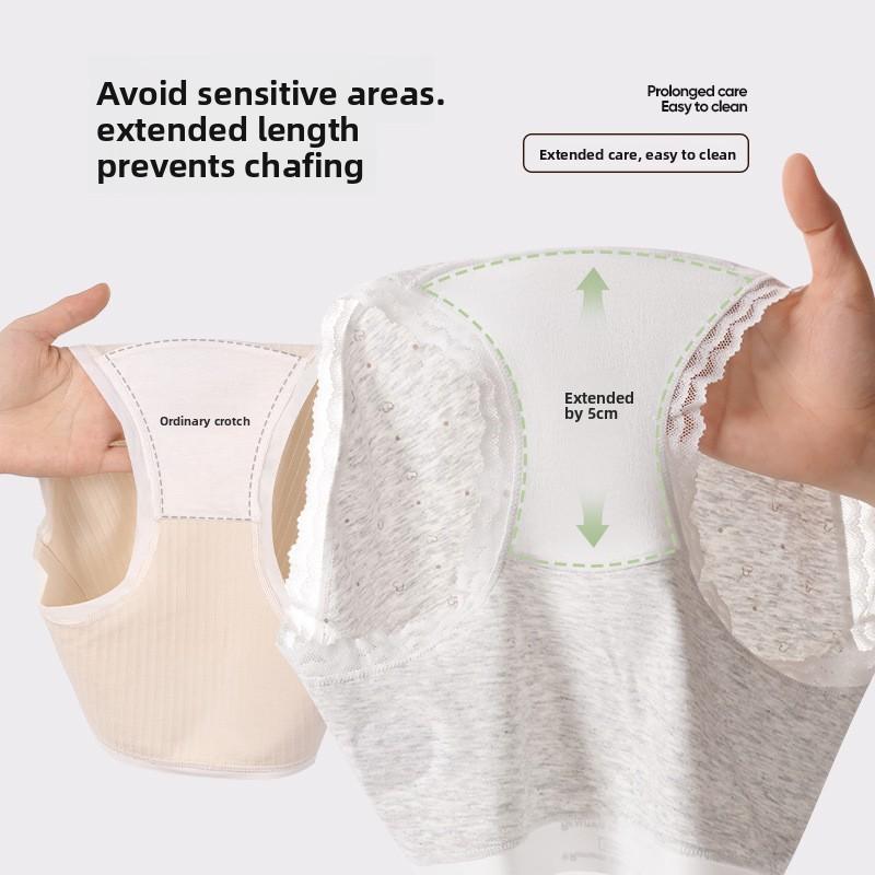 Plus Size Women's Sweet Printed 10a Antibacterial Cotton Extended Crotch Triangle Briefs