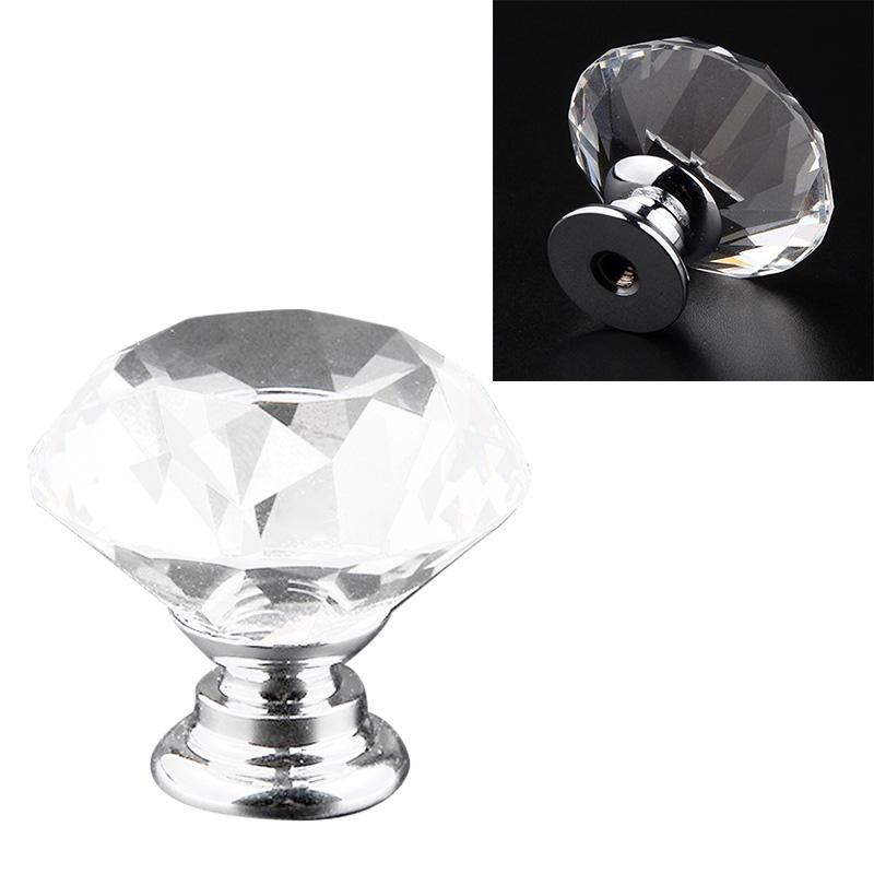 20PCS Drawer Knobs Alloy Anti Oxidation Crystal Shaped Cabinet Handle for Cupboard Home Transparent 30mm