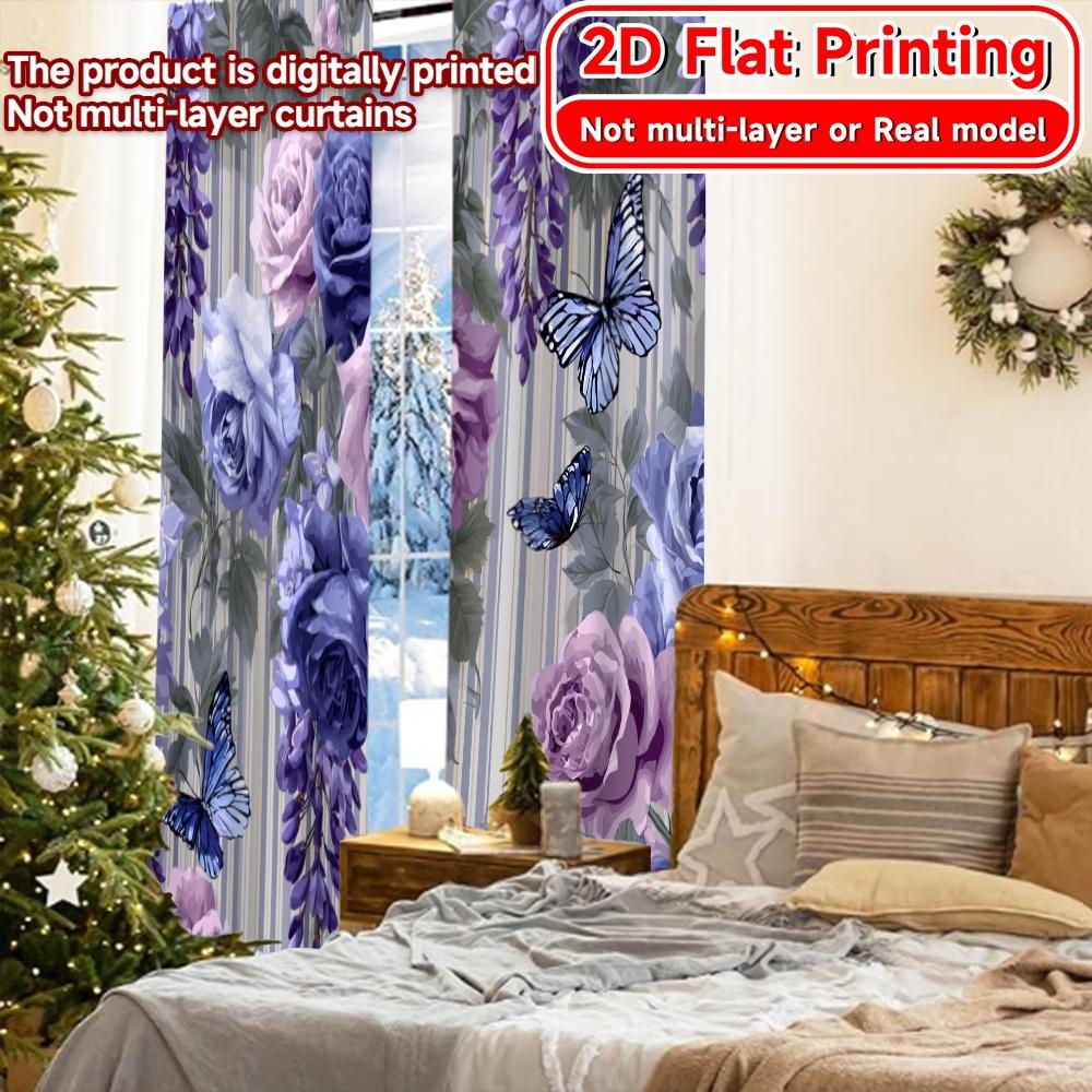 2D Flat Printing  2pcs Floral Whisper Modern Minimalist Curtains Versatile Durable Polyester Curtains Decorations For Home for