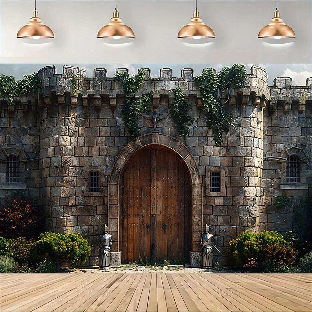 1 Multi-functional Medieval Castle Photography Background - Durable Polyester Knight Banner, Medieval Decoration