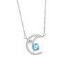 Xingyue natural colored treasure necklace s925 sterling silver inlaid amethyst peridot pendant niche light luxury collarbone chain women