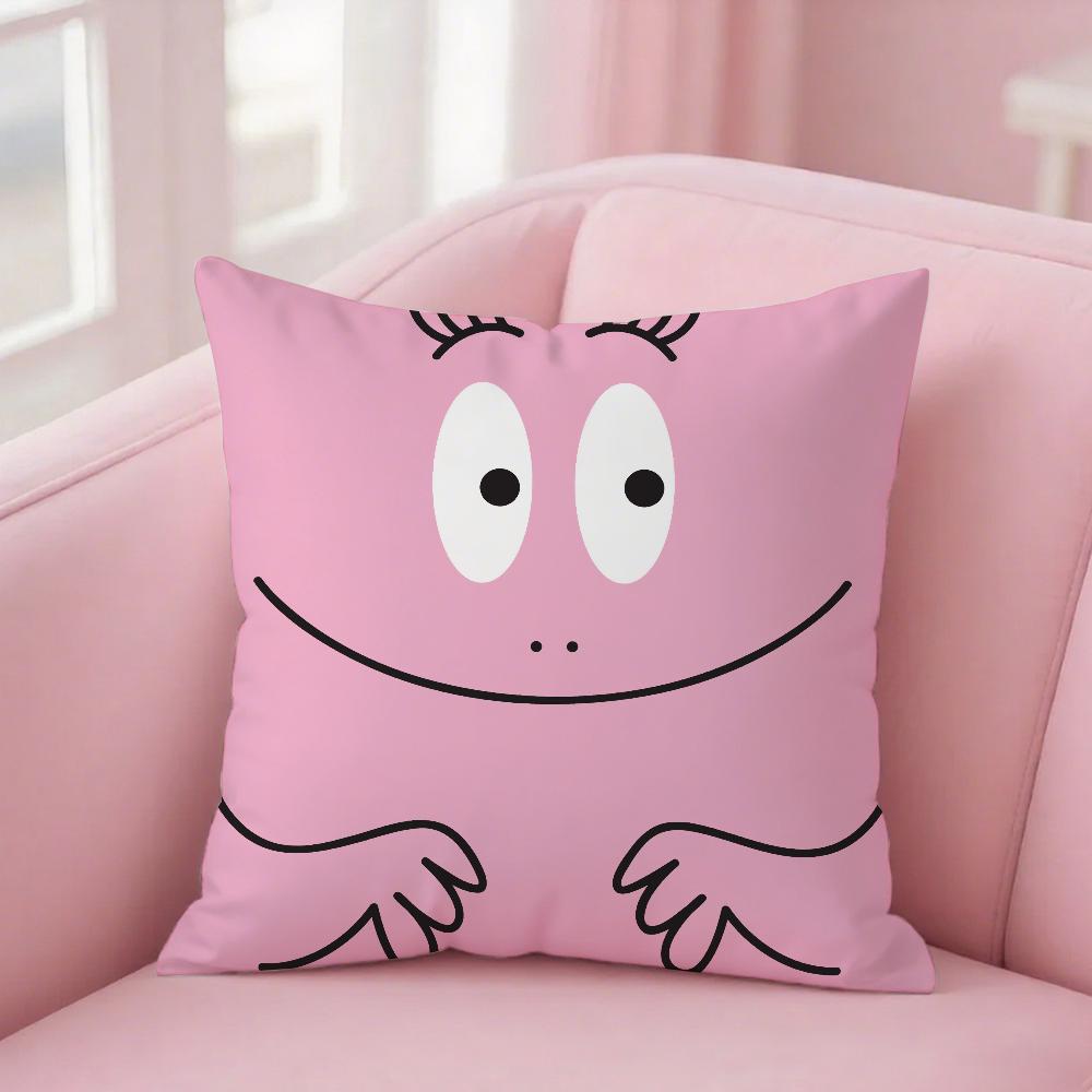 Cartoon Barbapapa Pillow Case Square Double-Sided Printing Short Plush Sofa Cushion Cover Bedroom Bedside Pillow