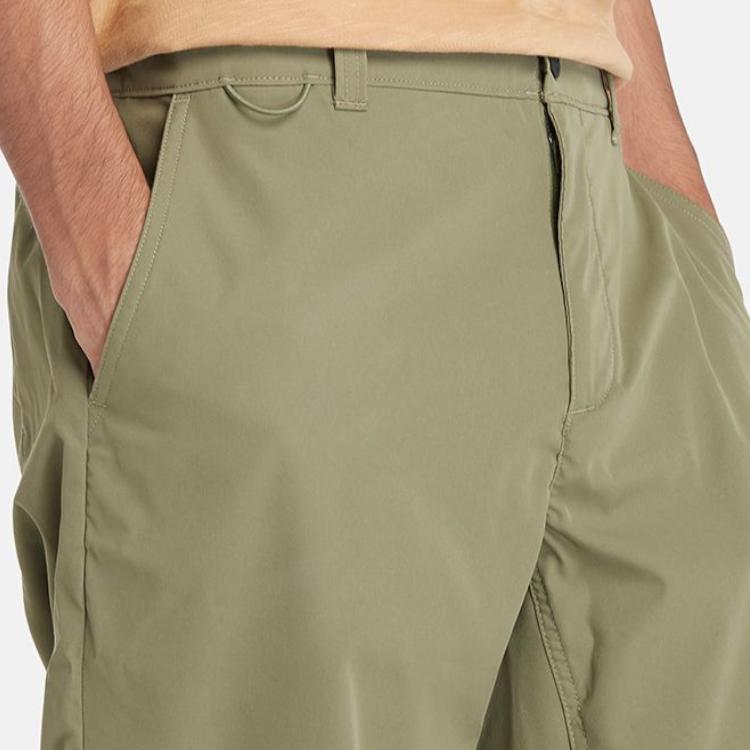 Timberland Solid Color Mid Waist Cuffed Casual Pants Men bottoms Cassel-Green A5XFF-590