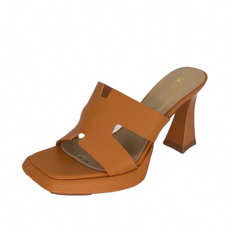 Classic and Elegant High Heel Slippers for Women 2024New Leather Slippers High Heels Hot Selling Summer Casual High Heel Sandals