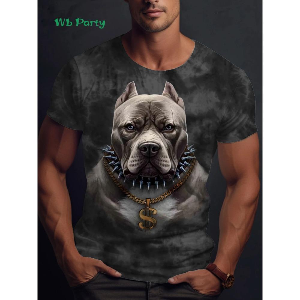 3D animal print T-shirt Summer Street men's T-shirt fashionable round neck men's top oversized men's short sleeved T-shirt