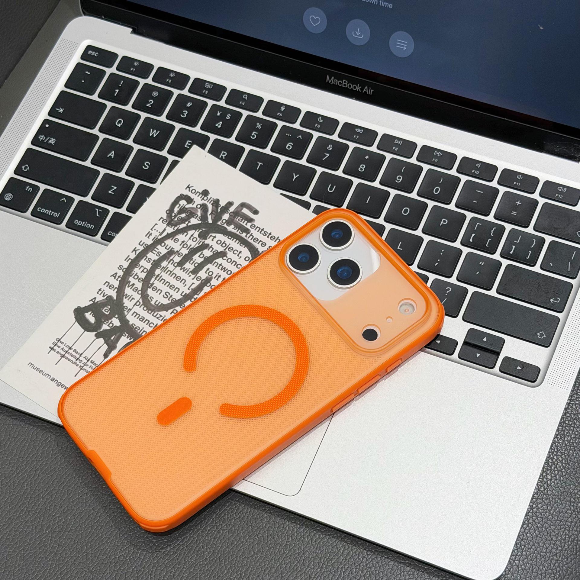 iPhone 17 Magnetic Anti-Slip Frosted Polka Dot Protective Case for Apple 16 Pro Max 16 Pro оранжевый