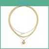 Trendy Layered Heart Pendant Necklace With Alluring Pearl Accent For Stylish Women