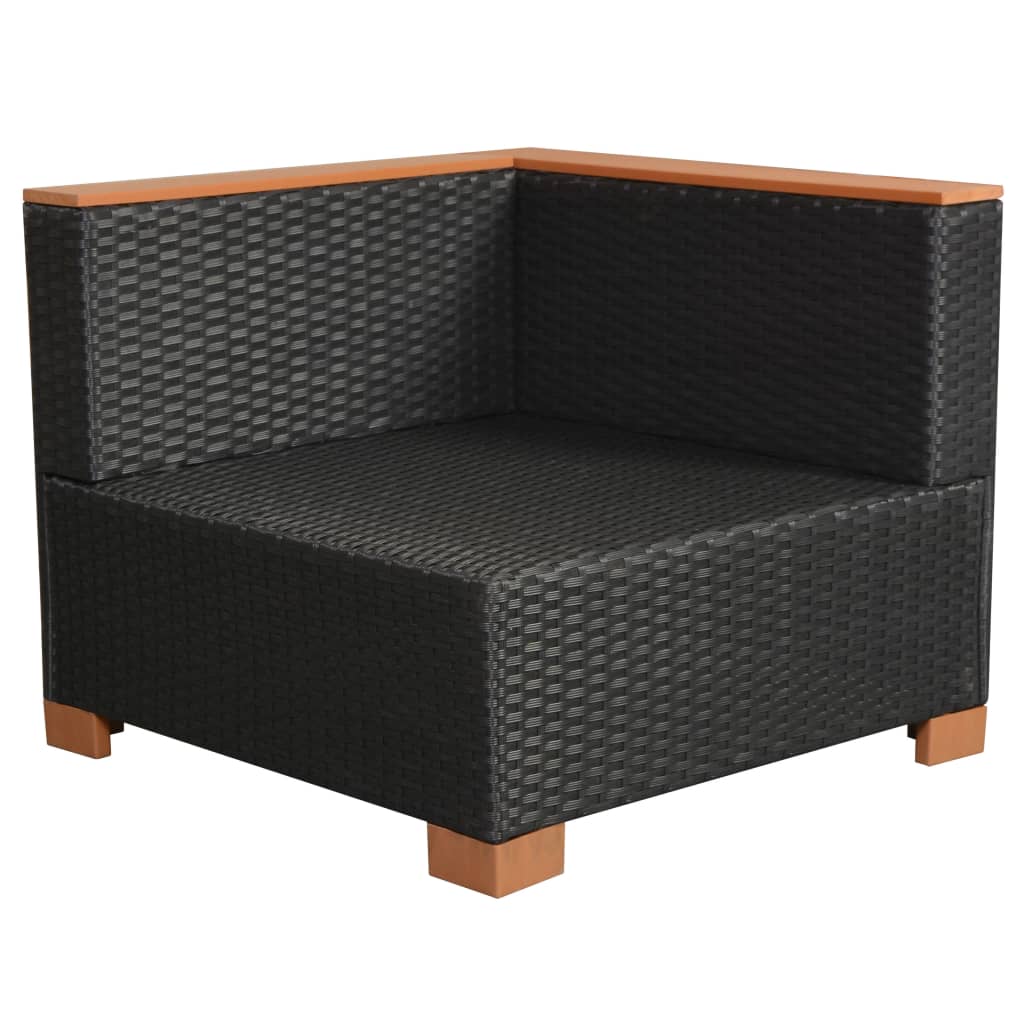 7 piece garden lounge set with cushions poly rattan black
