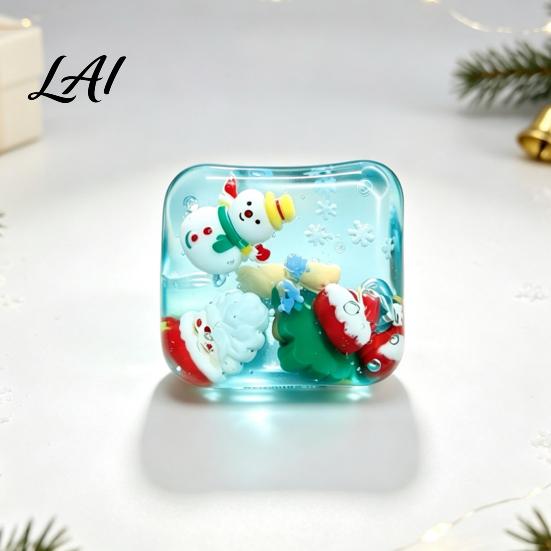 Portable Hand Exercisers for Office Christmas Stress Relief Toy with Internal Dolls Transparent Soft Maltose Fidget Toys Adults Desk Cube Sensory