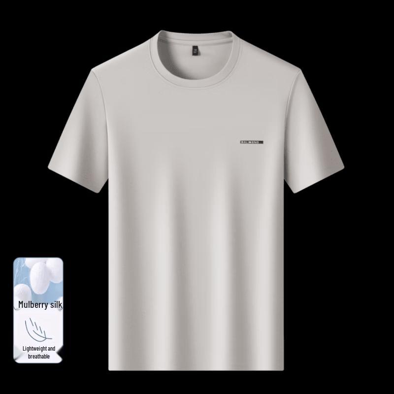 VEE KELLEN Men's Silk Blend Breathable Short Sleeve T-Shirt