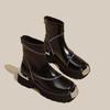 Damenschuhe im Angebot: Modische Damenstiefel mit Reißverschluss, Winterstiefel mit runder Zehenpartie, kurzem Schaft, Plateau und Blockabsatz
