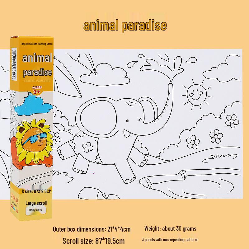Children s Cartoon Doodle Painting Scroll - Cute Kindergarten Coloring Canvas